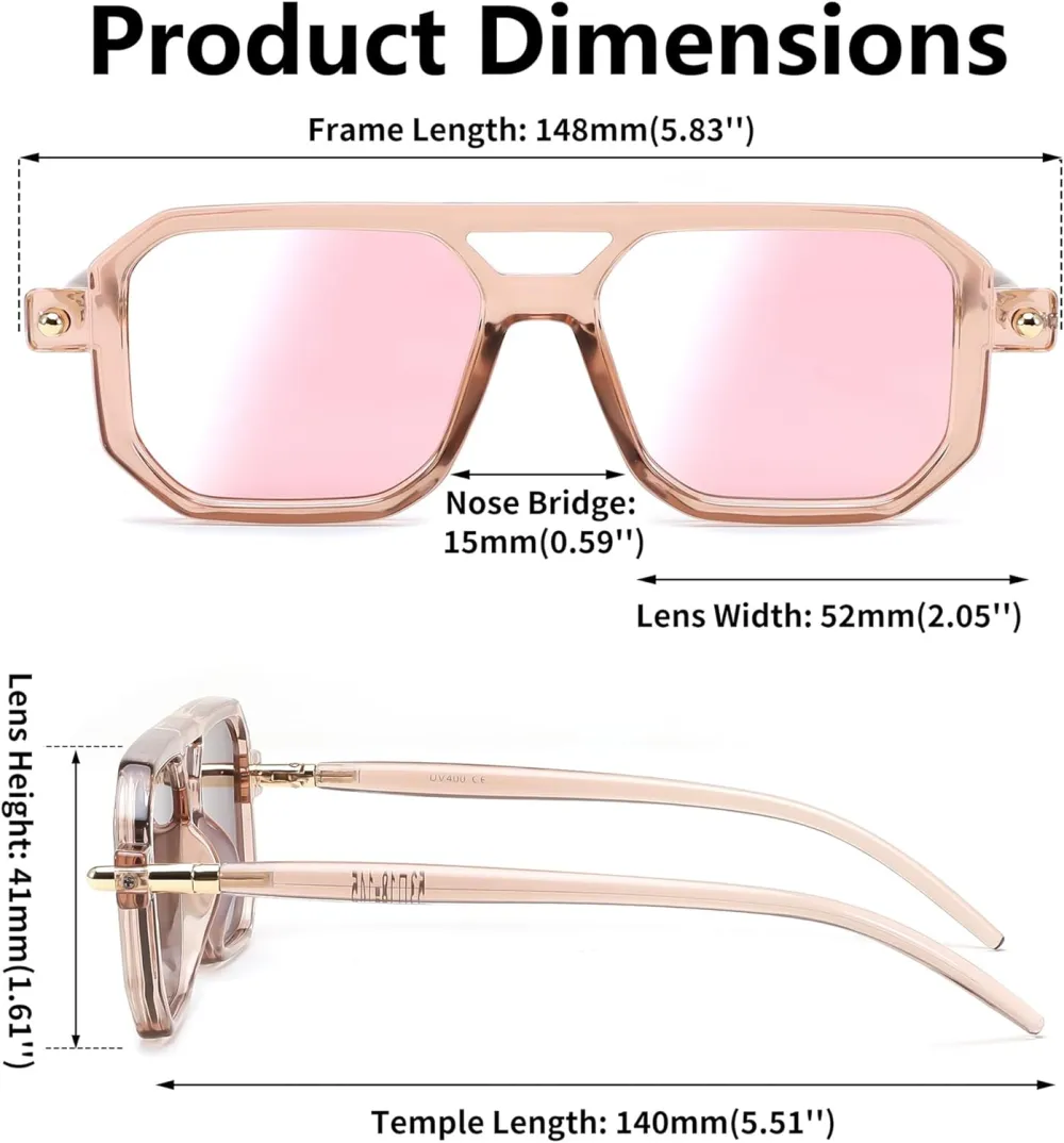 FEISEDY Vintage Square 70s Flat Aviator Sunglasses Women Men Classic Retro Stylish Frame UV400 Sunglasses B2622