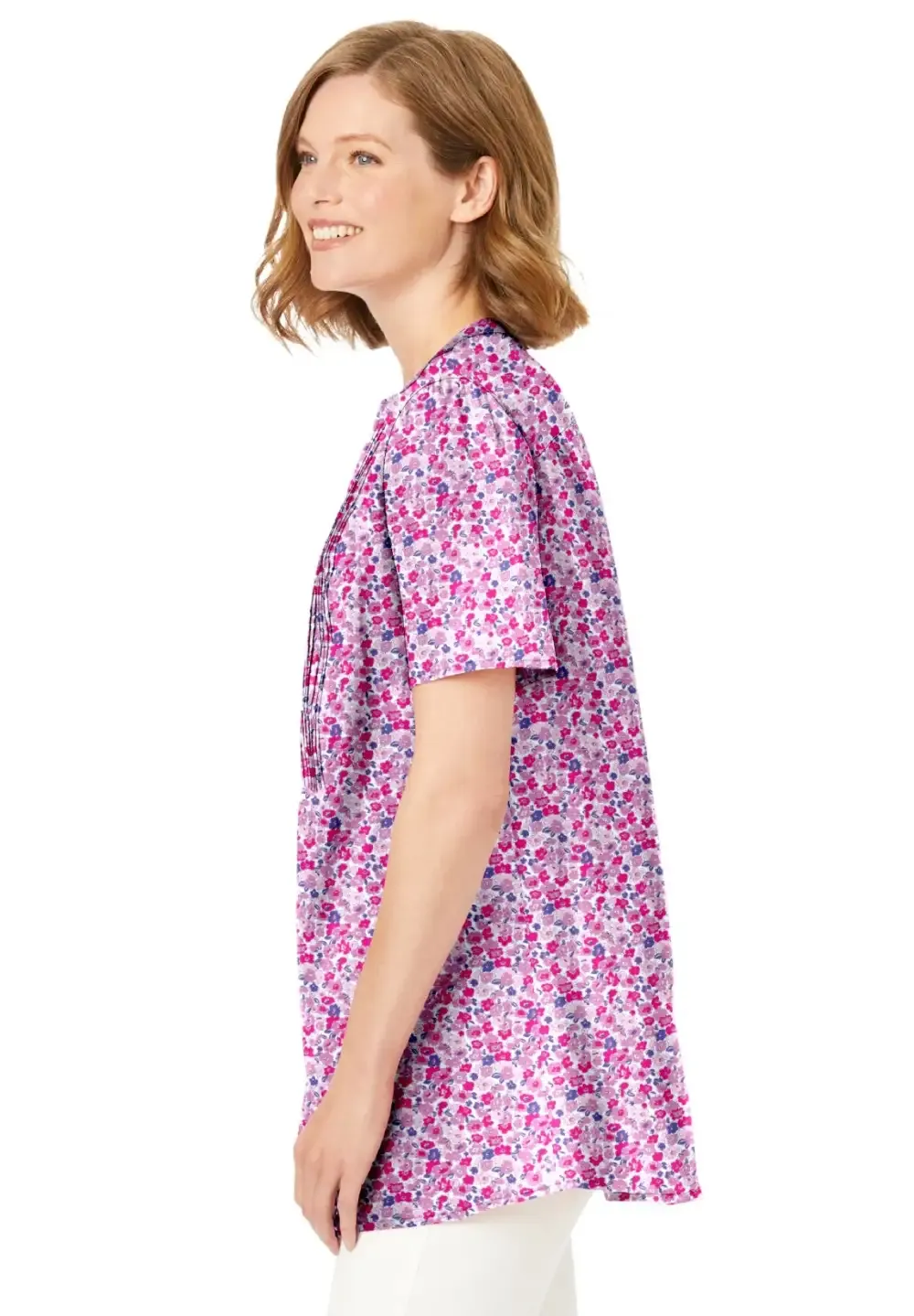 Pintucked Half-Button Tunic