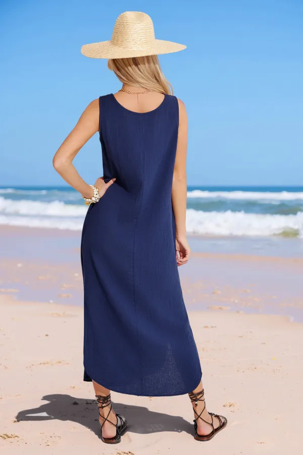 Vibe Check Navy Midi Dress