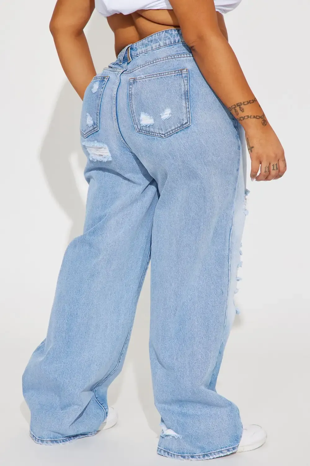 Left Him On Read Non Stretch Wide Leg Jeans - Medium Wash