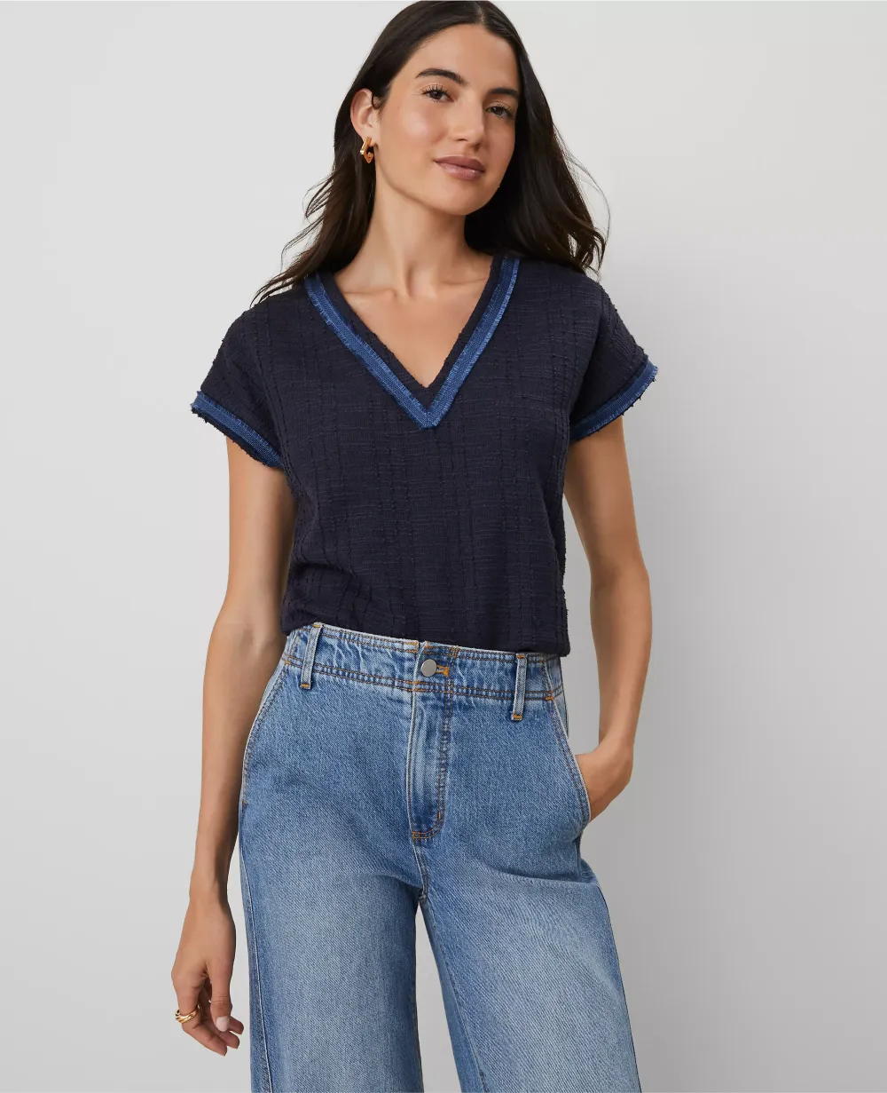 Tweed Trim Dolman Top