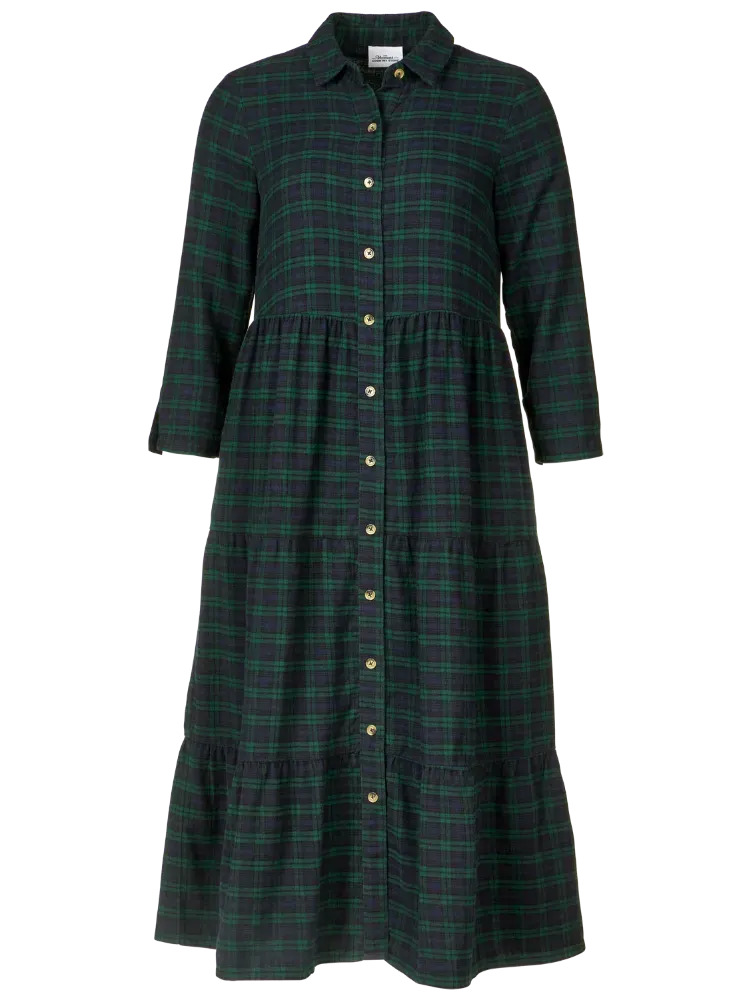 Plaid Flannel Tiered Midi Dress
