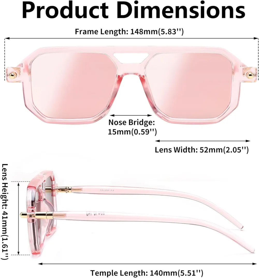 FEISEDY Vintage Square 70s Flat Aviator Sunglasses Women Men Classic Retro Stylish Frame UV400 Sunglasses B2622