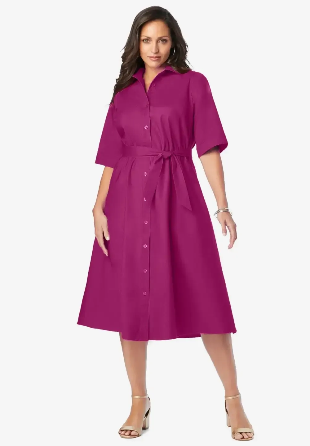 Stretch Poplin Shirtdress