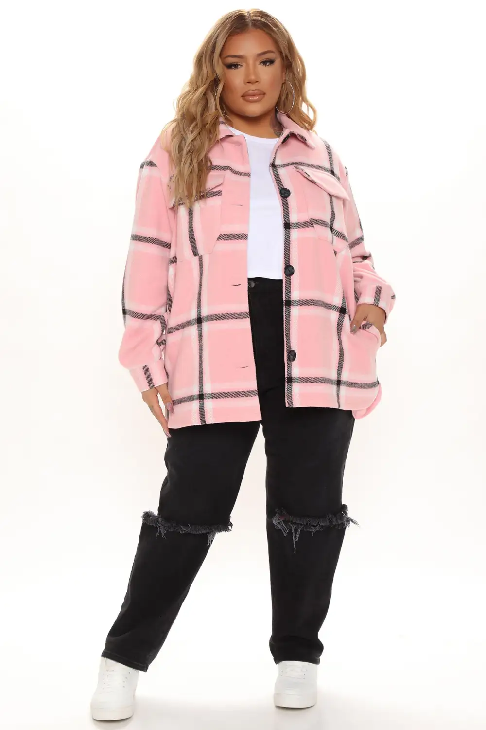 Penelope Plaid Shacket - Pink/combo