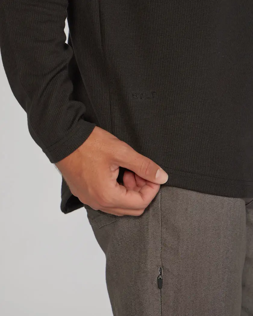 Thermal Hooded Drop-Cut Long Sleeve