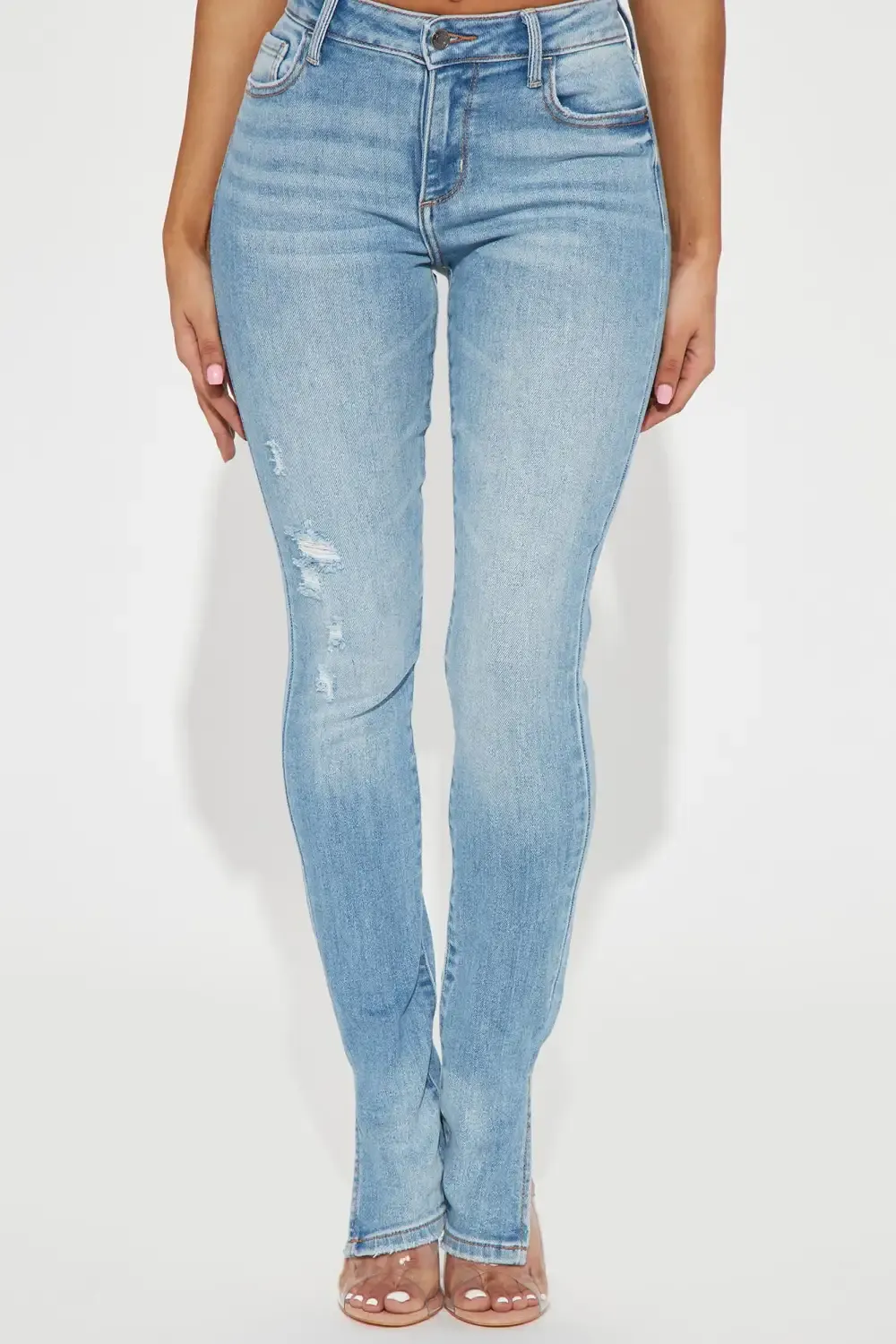 Serendipity Side Slit Soft Stretch Jeans - Light Wash