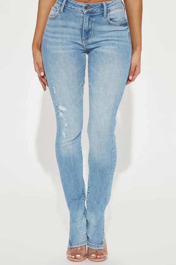 Serendipity Side Slit Soft Stretch Jeans - Light Wash