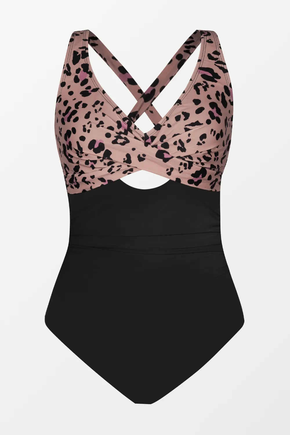 Leopard Print Cutout Tummy Control One Piece Swimsuit