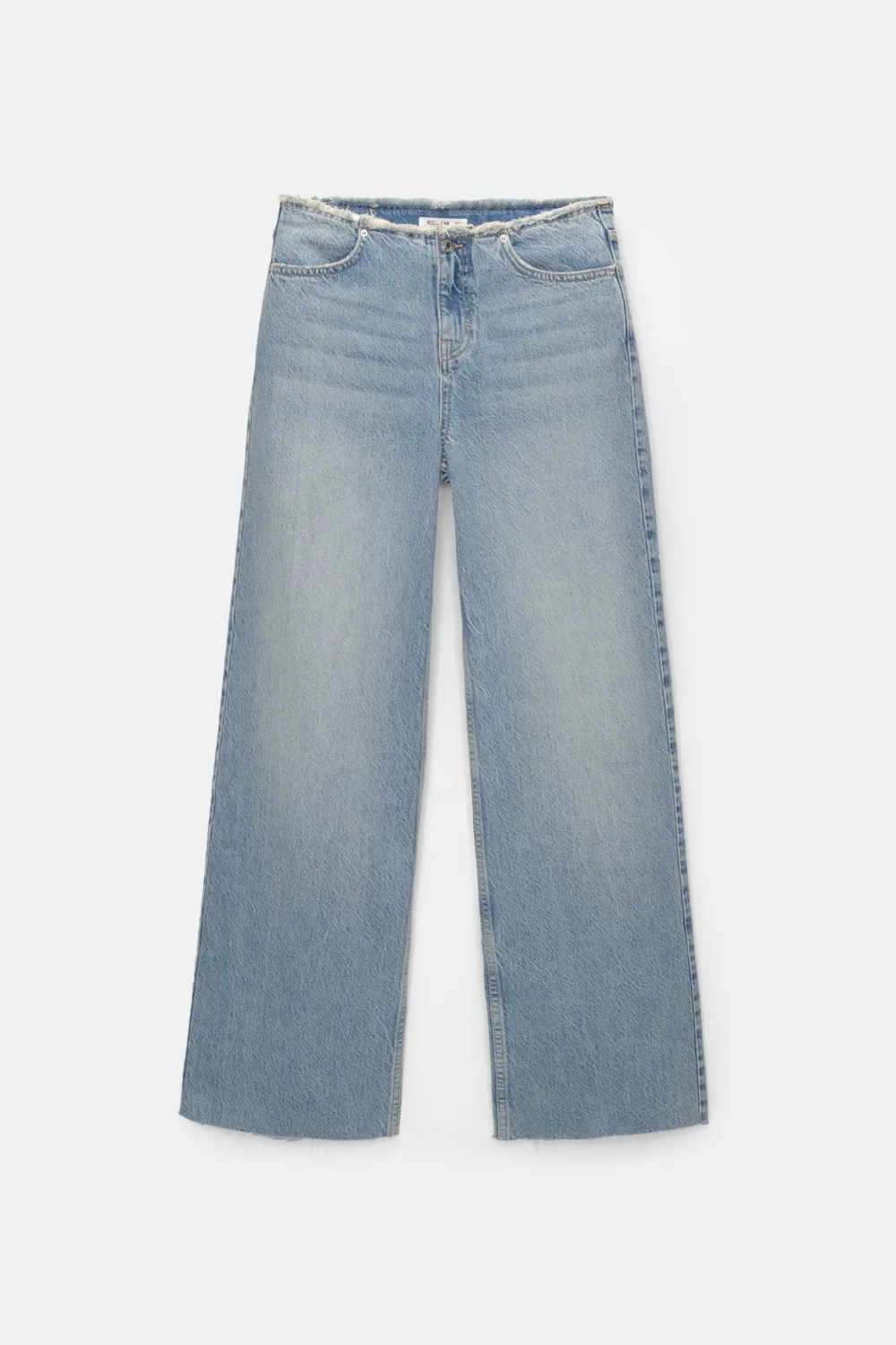 Jeans wide leg cintura desflecada
