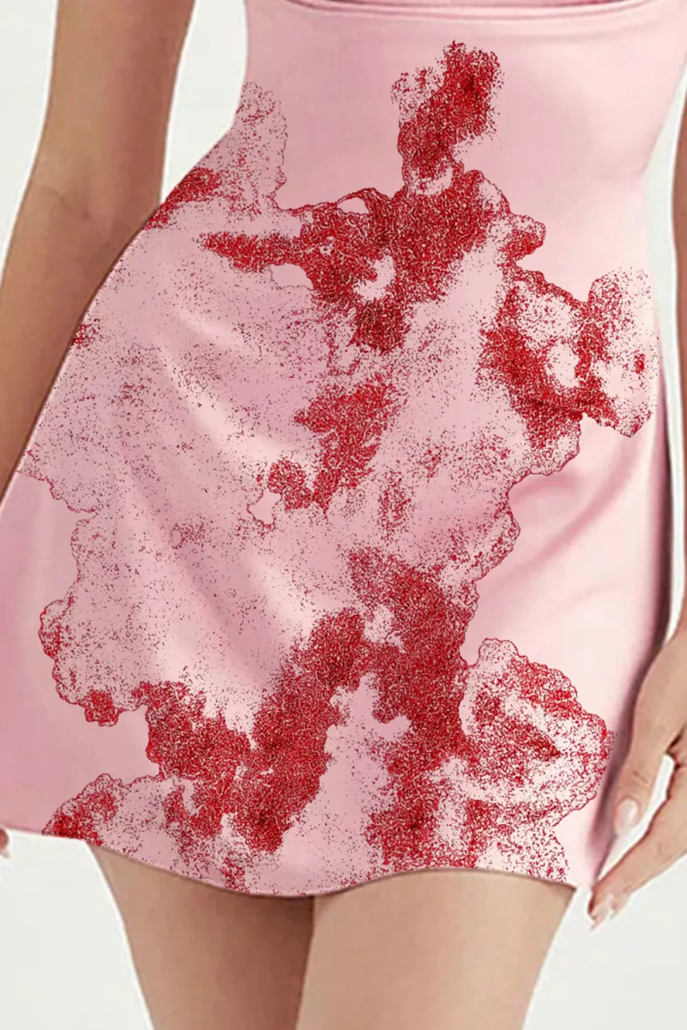Silky Satin Square Neck Suspender Strap Party Mini Dress - Pink
