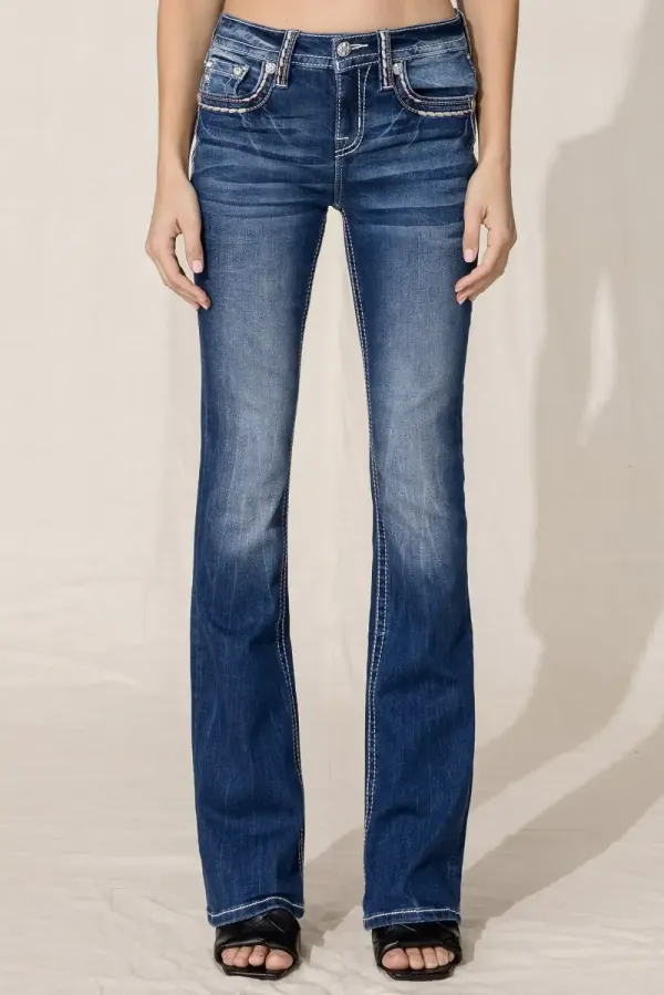 Broken Saddle Stitch Bootcut Jeans
