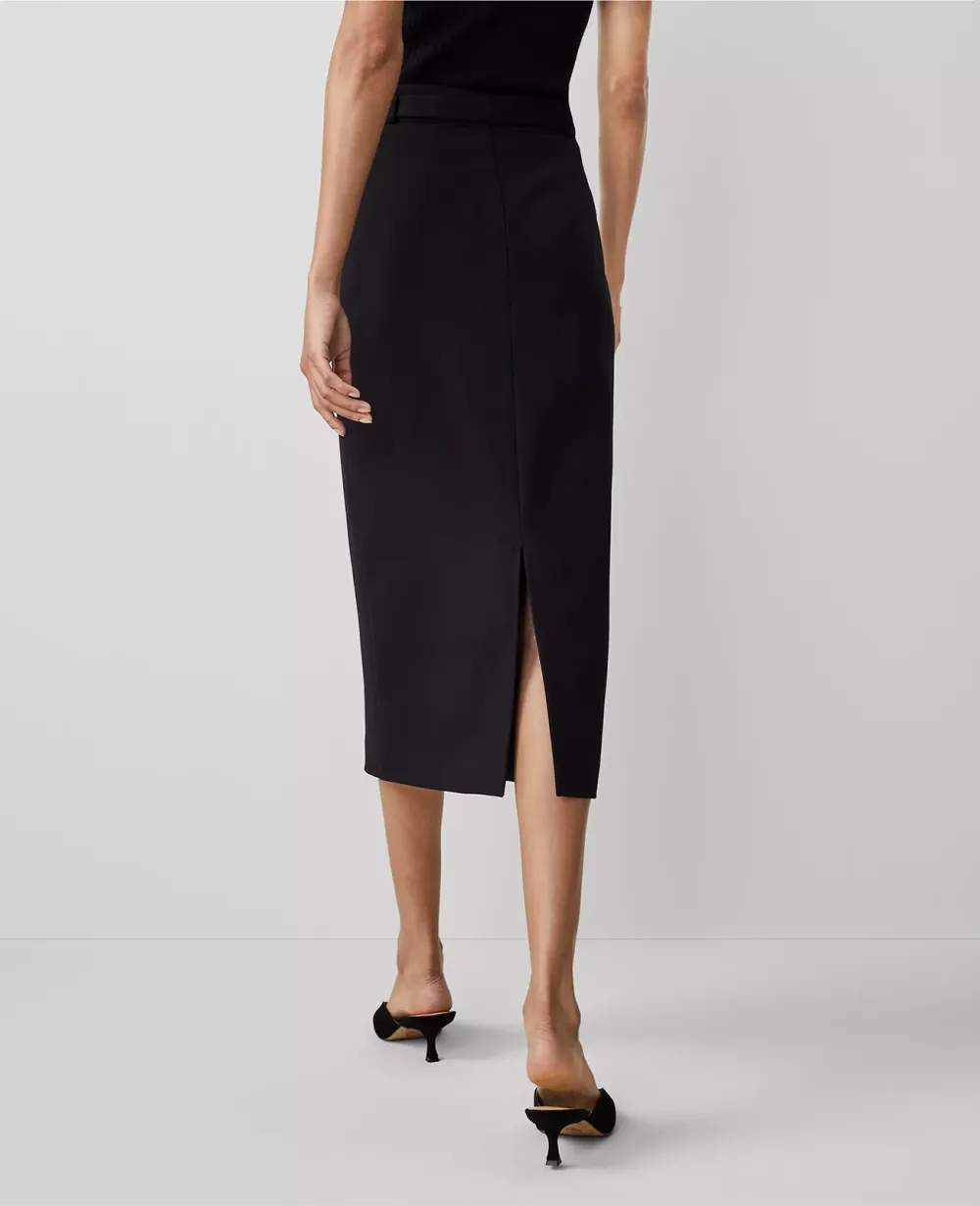 Petite Faux Leather Pleated Midi Skirt