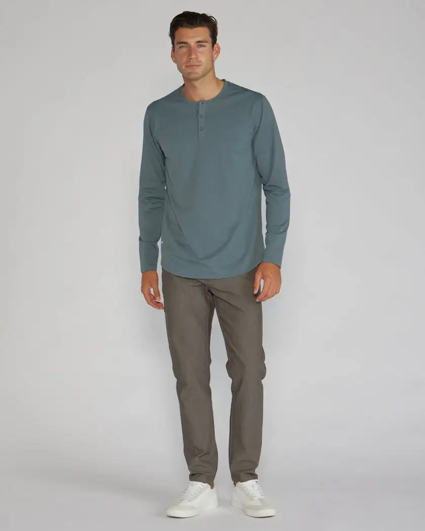 Henley Drop-Cut Long Sleeve: Lux