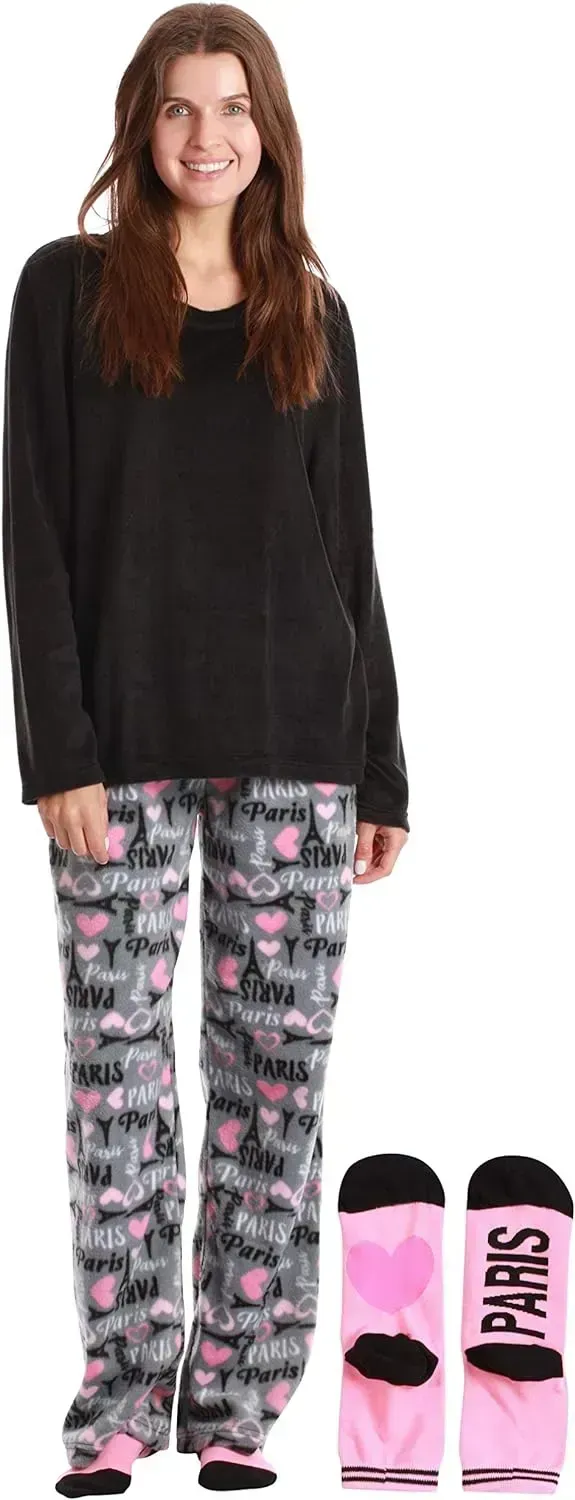 Women’s Pajama Pant Set - Nightgown with Matching Socks