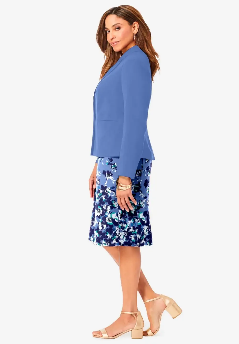 2-Piece Stretch Crepe Single-Breasted Jacket Dress