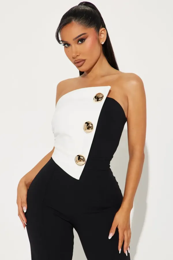 Fine Dining Jumpsuit - Black/White