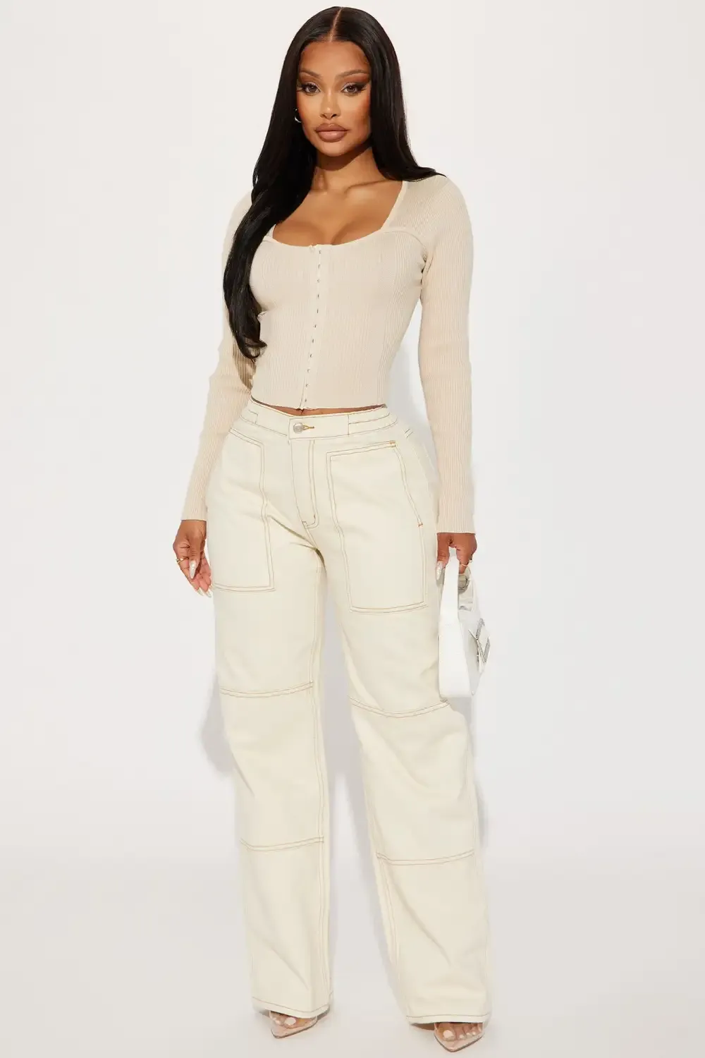 At First Glance Easy Waist Straight Leg Jeans - Ivory