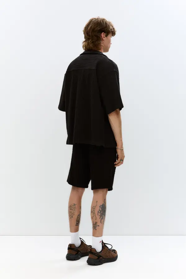 Waffle-knit Bermuda sweatpant shorts