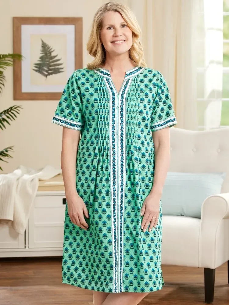Ella Simone Indigo Dreams Lotus Print Nightgown