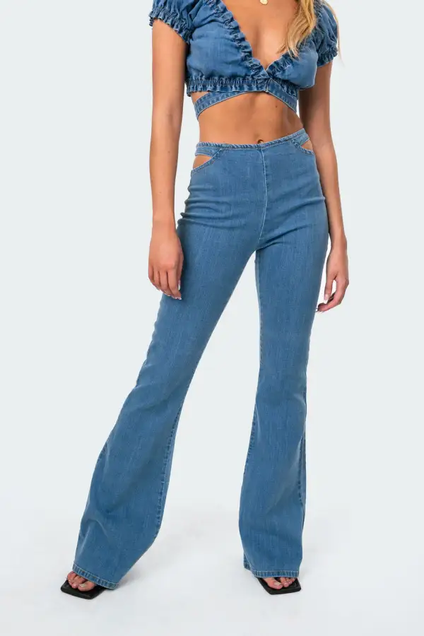 Kira Cut-Out Flared Jeans
