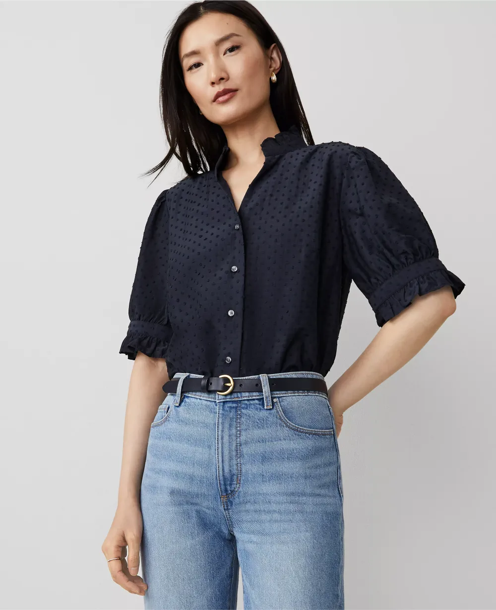 Clip Ruffle Collar Blouse
