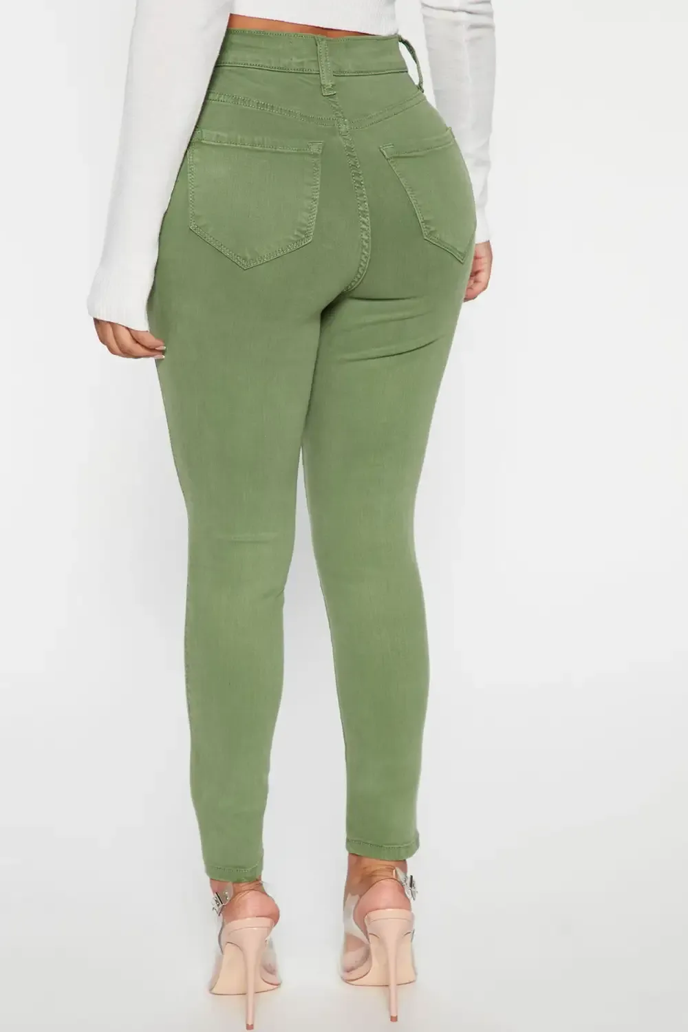 Petite Classic High Waist Skinny Jeans - Olive