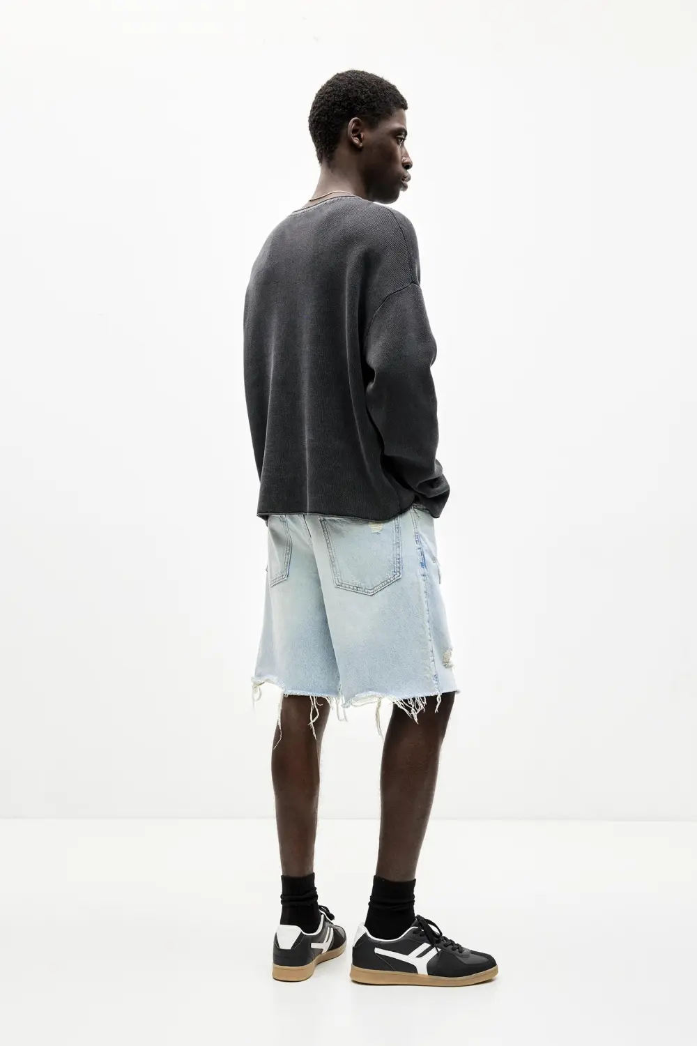 Ripped denim Bermuda shorts