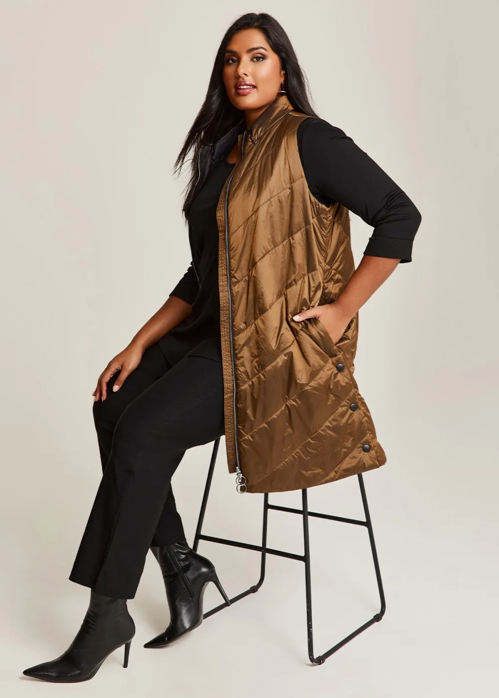 Longline Reversible Puffer Vest
