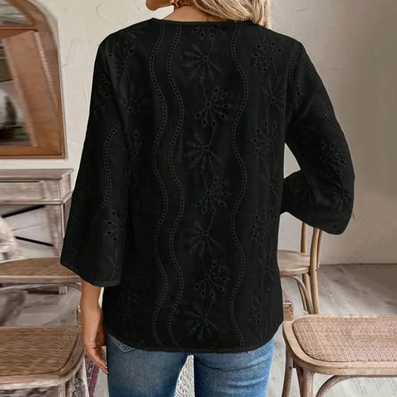 Vintage Lace Floral Embroidered Cozy Shirt