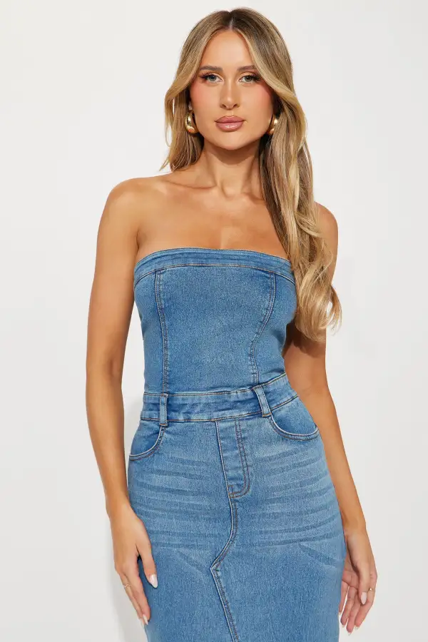 Denim Energy Midi Dress - Light Wash
