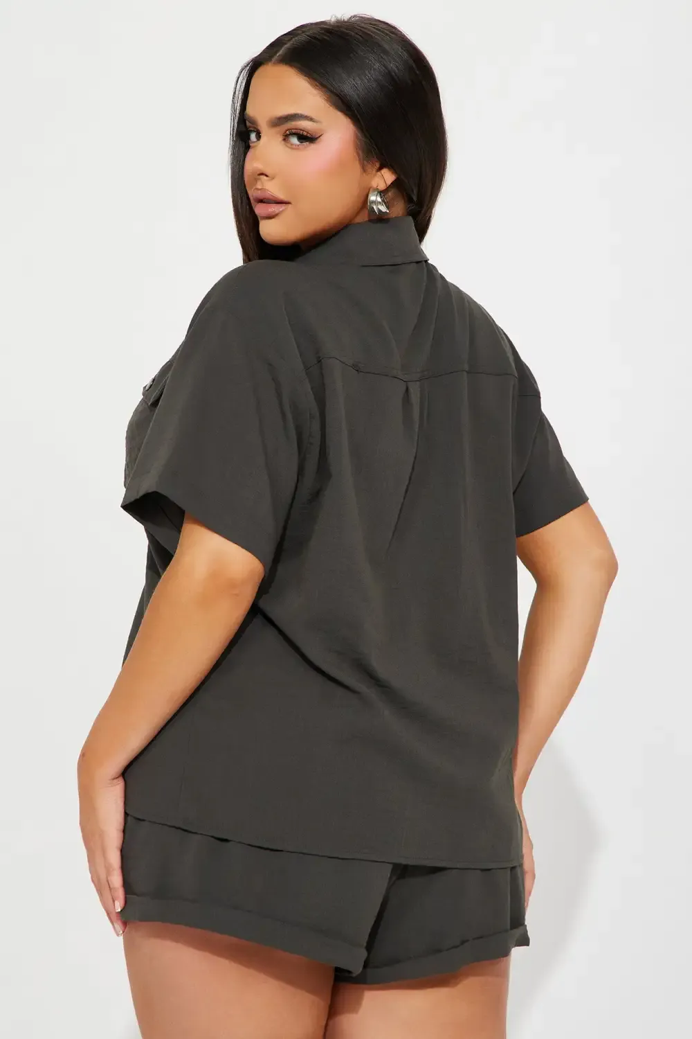 Chloe Cargo Short Set - Charcoal