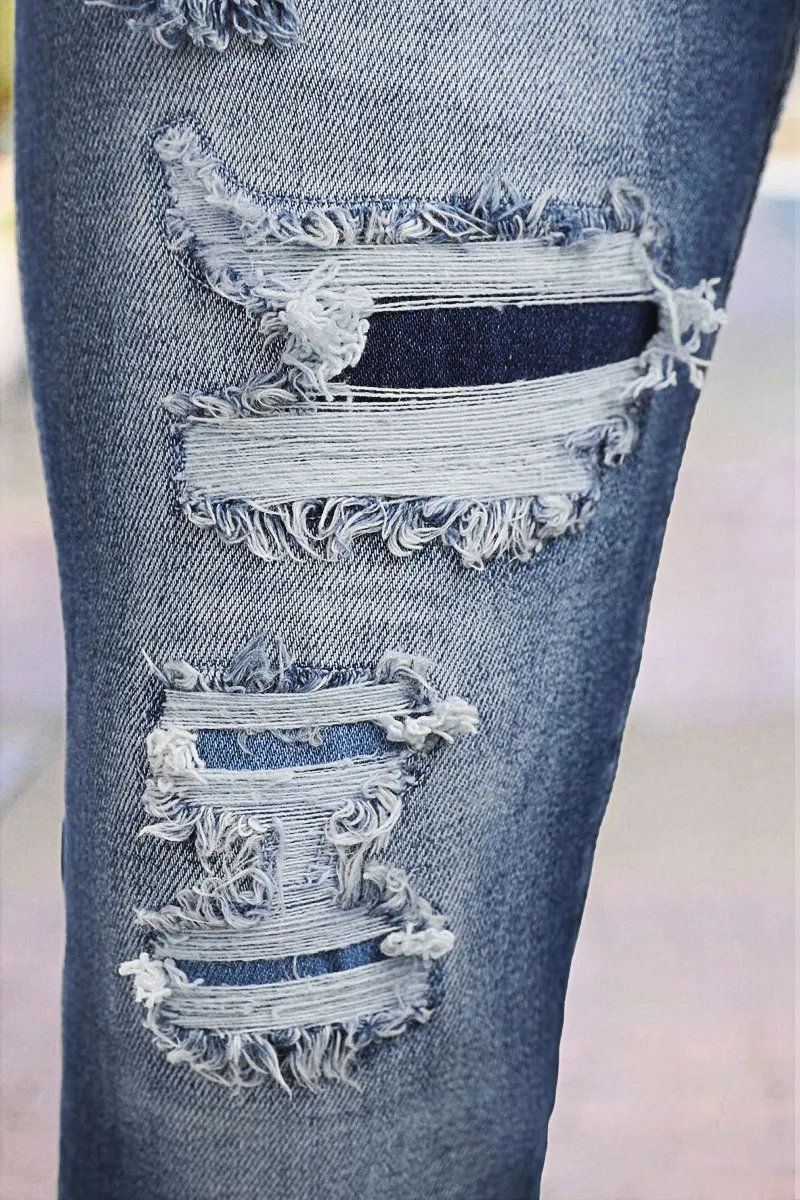 Cut Out Button Fly Roll Hem High Waist Capri Jeans