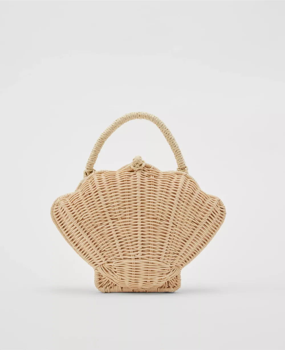 Wicker Shell Clutch Bag