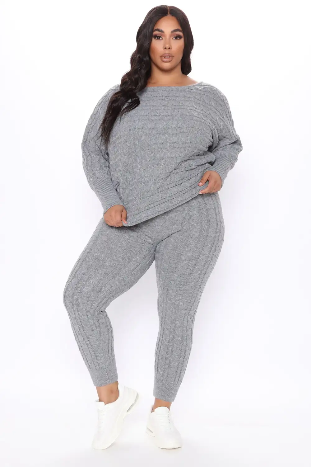 Got Me Chilled Down Sweater Set - Heather Grey