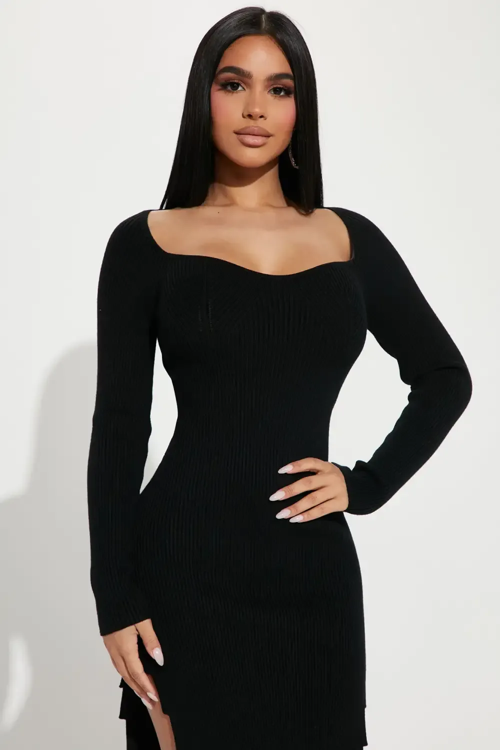 Seduction Sweater Maxi Dress - Black