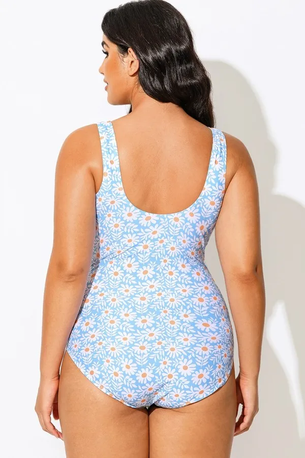 Daisy Patch Printed Knotted One Piece Swimsuit