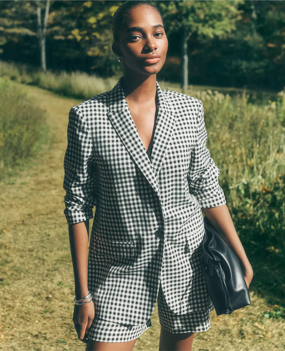 The Longline Blazer in Gingham