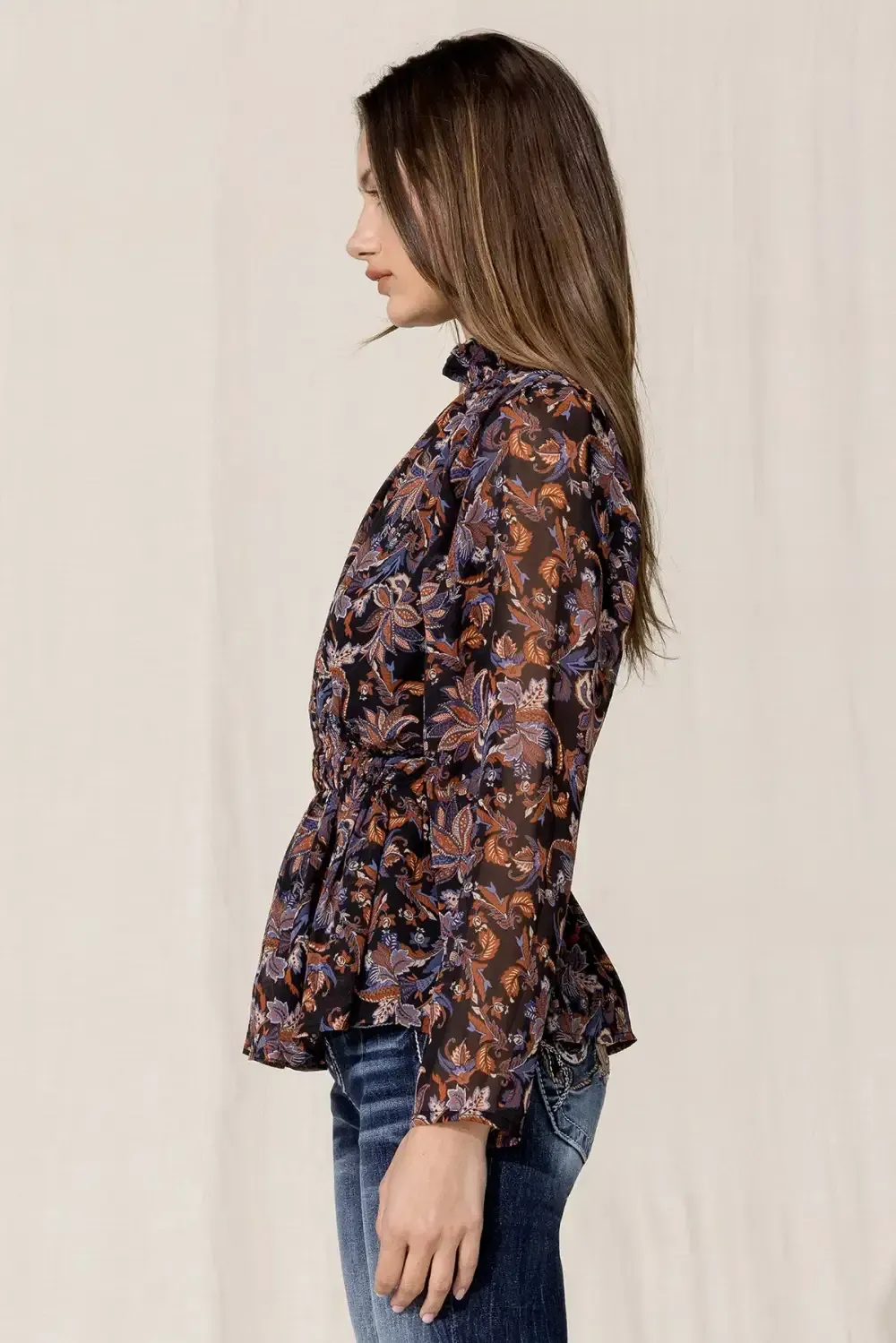 Paisley Chiffon Smock Blouse