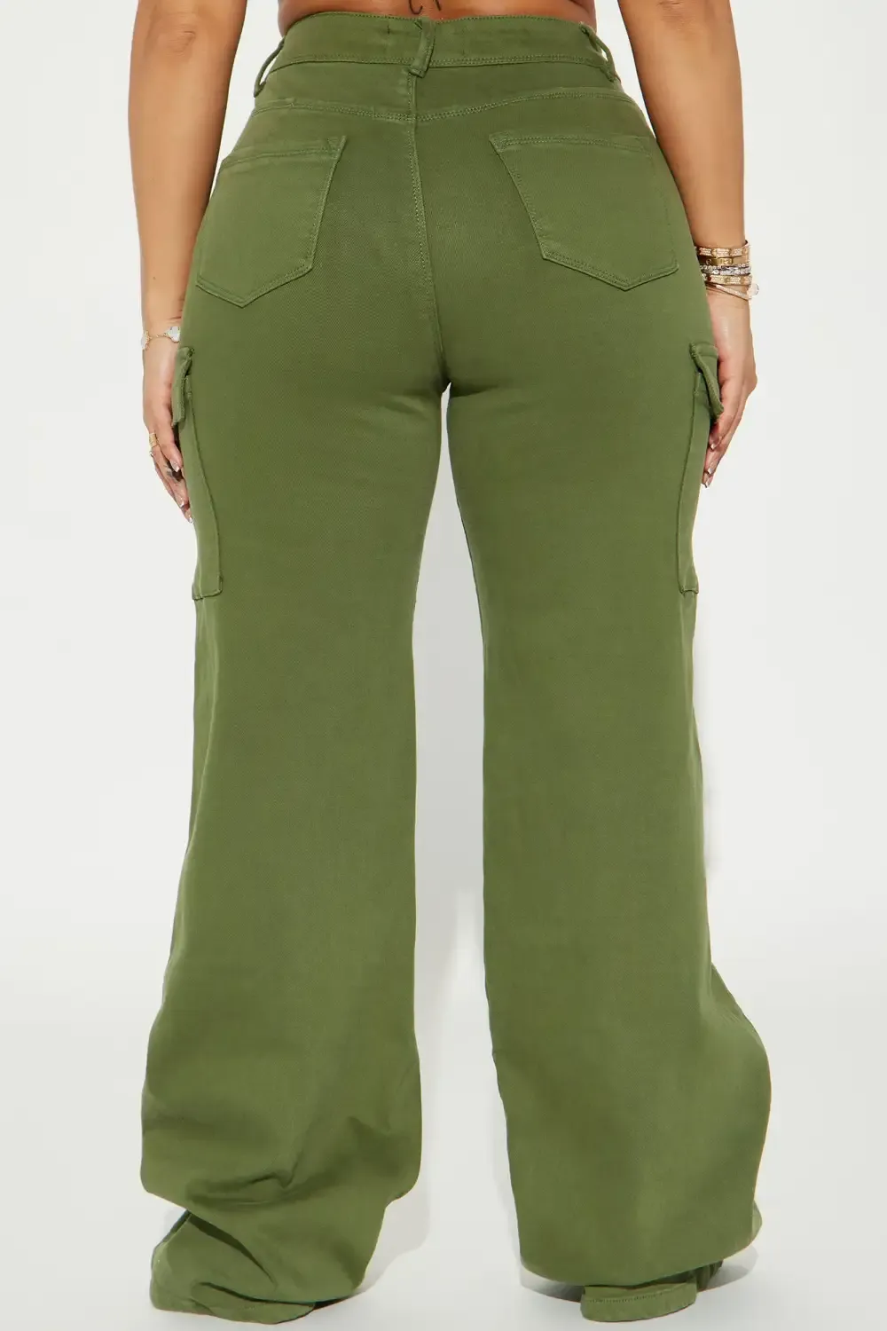 True That 90s Stretch Color Cargo Jeans - Olive