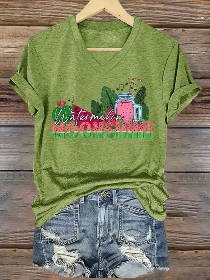 Women's Watermelon Moonshine Printed T-Shirt