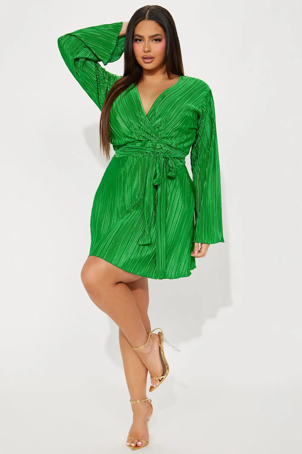 Ciara Plisse Mini Dress - Green