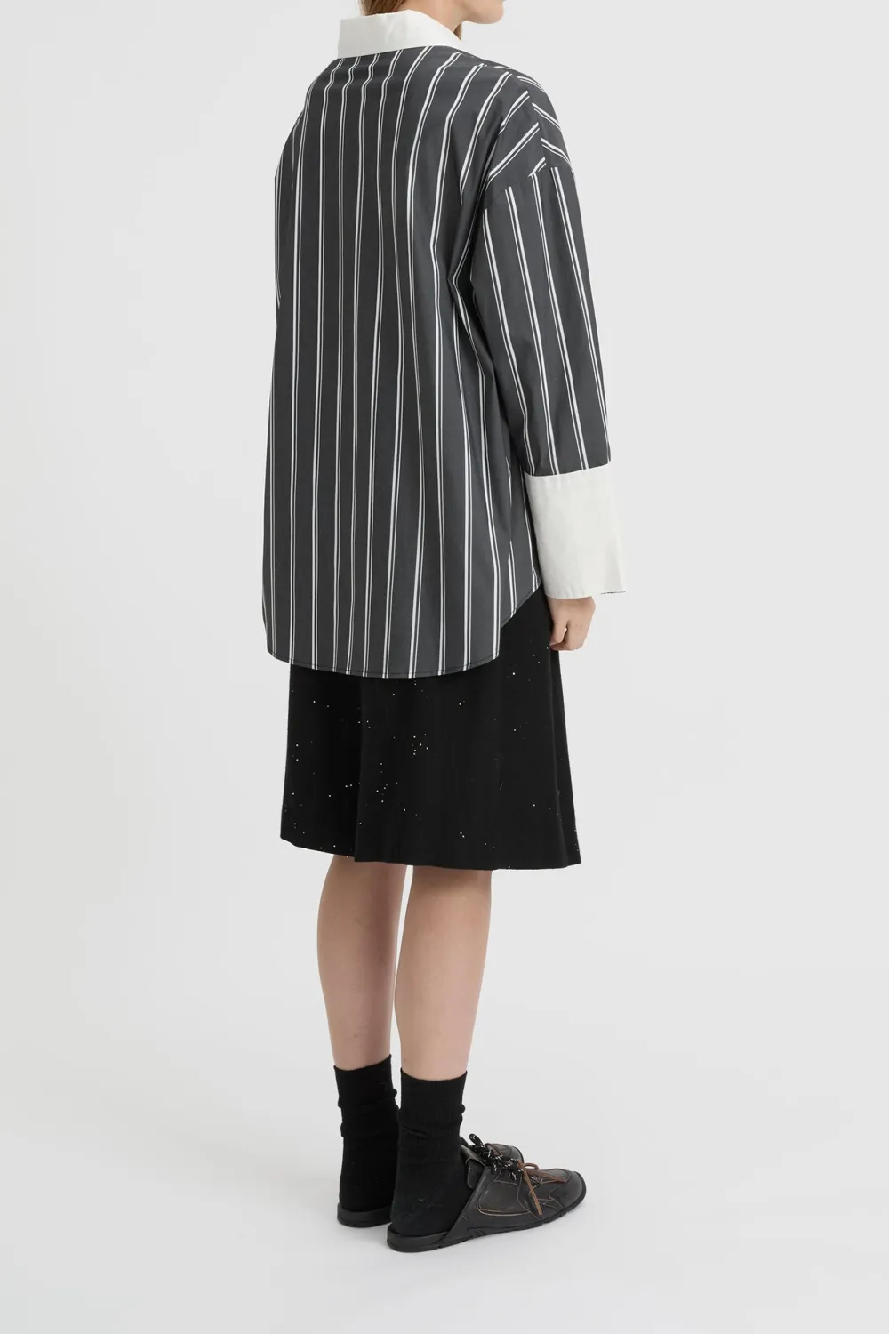 Classic Black And White Stripe Short-Sleeved Shirt