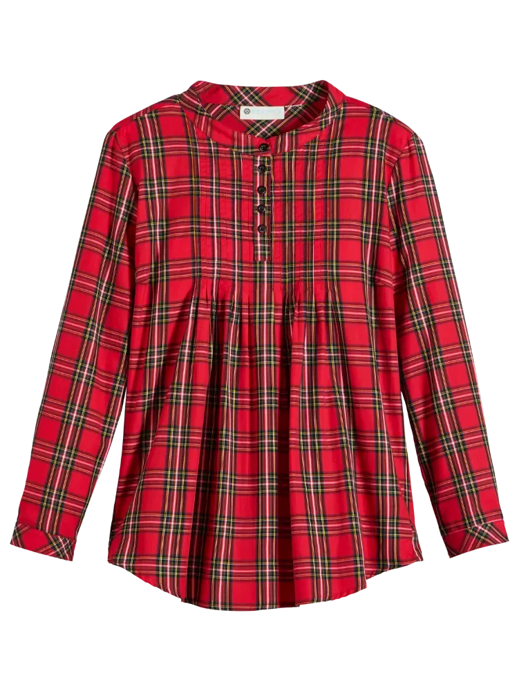Ella Simone Tartan Pintuck Tunic Top