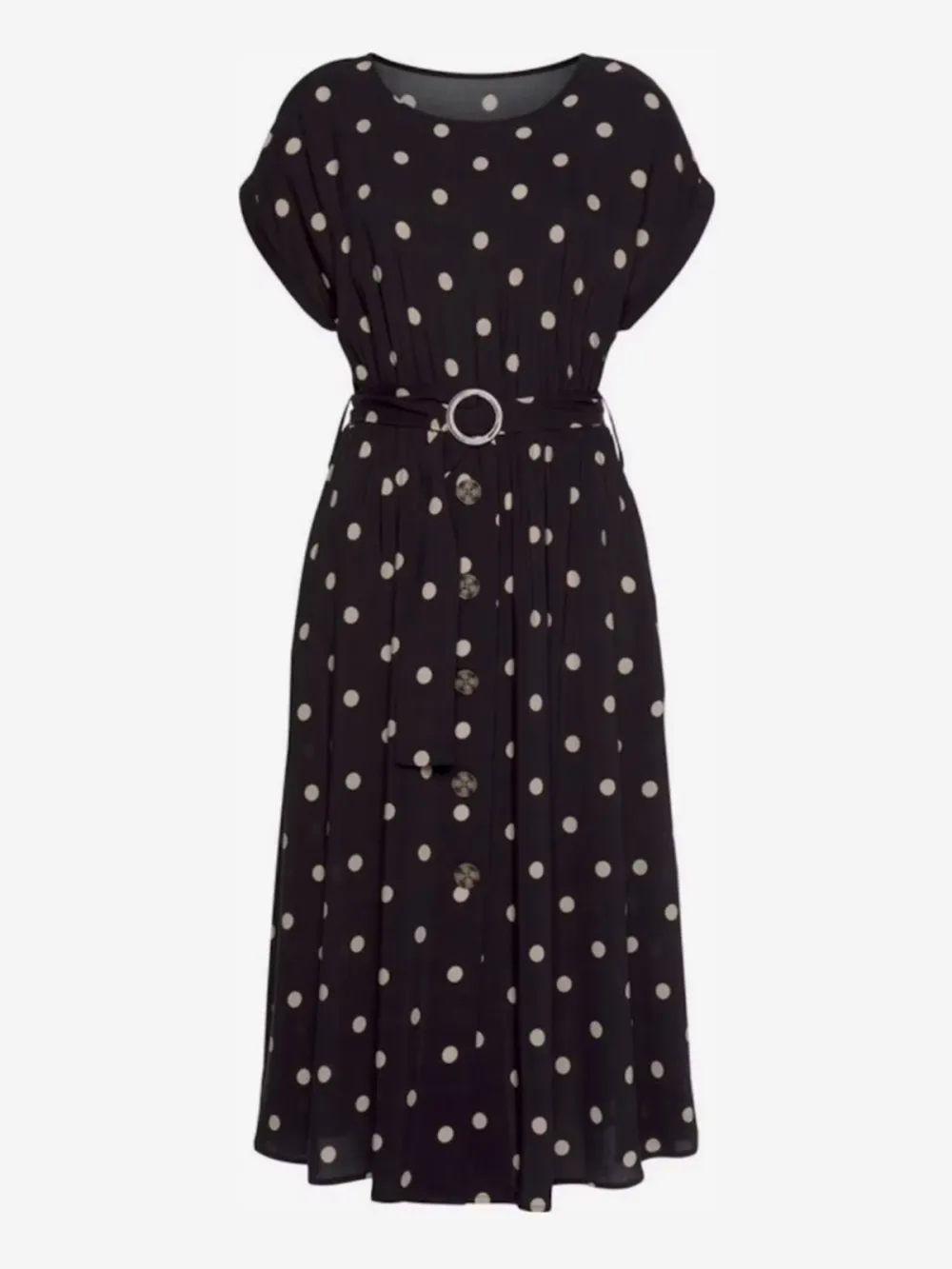 PolkaDot Crew Neck Casual Style Dress