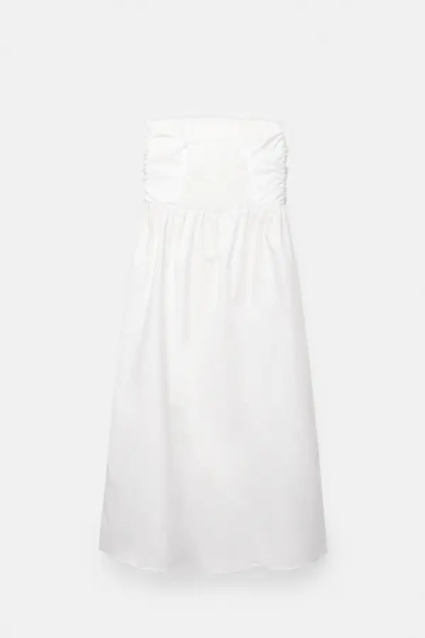 Vestido midi frunces palabra de honor