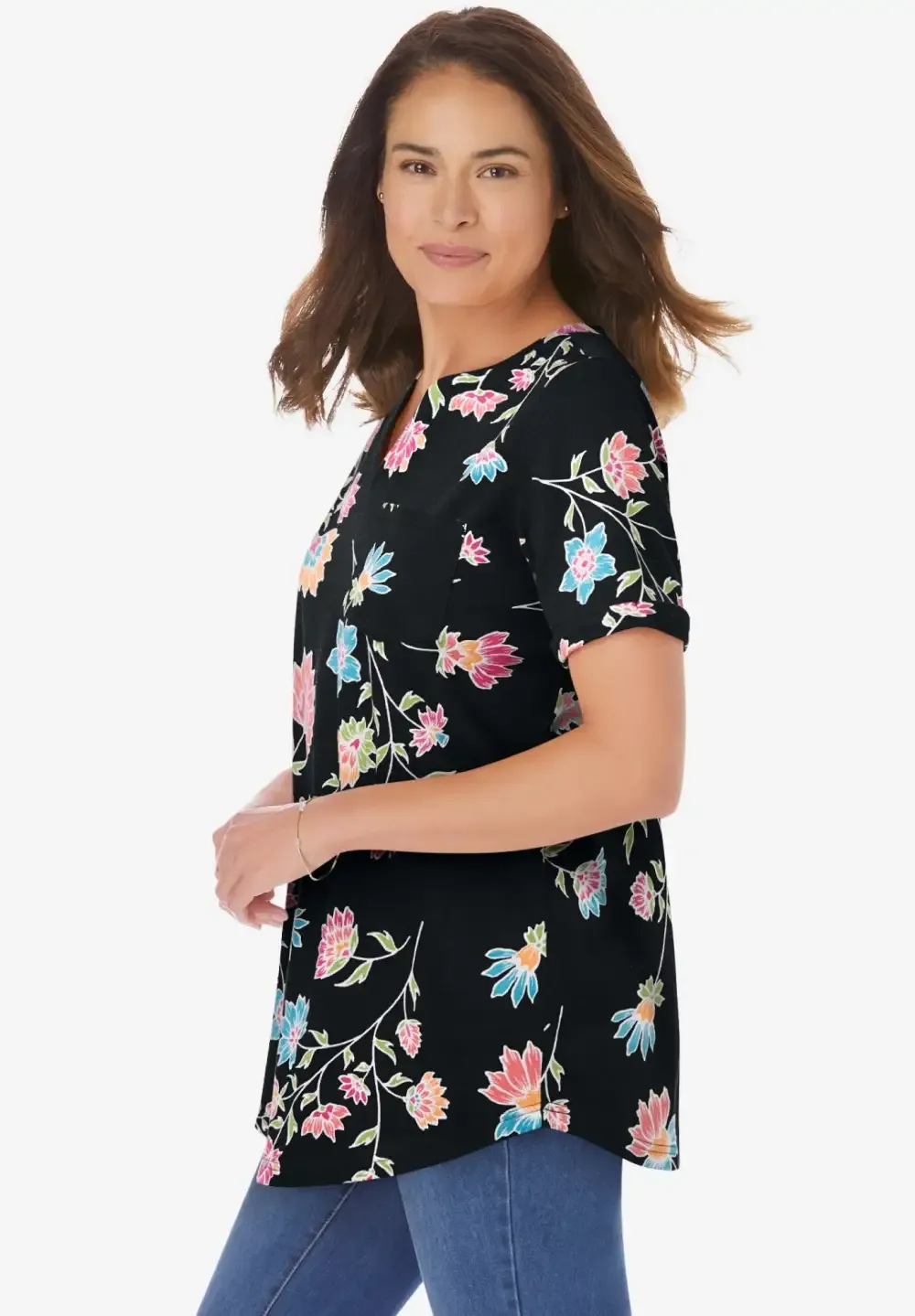 Short-Sleeve Notch-Neck Tee