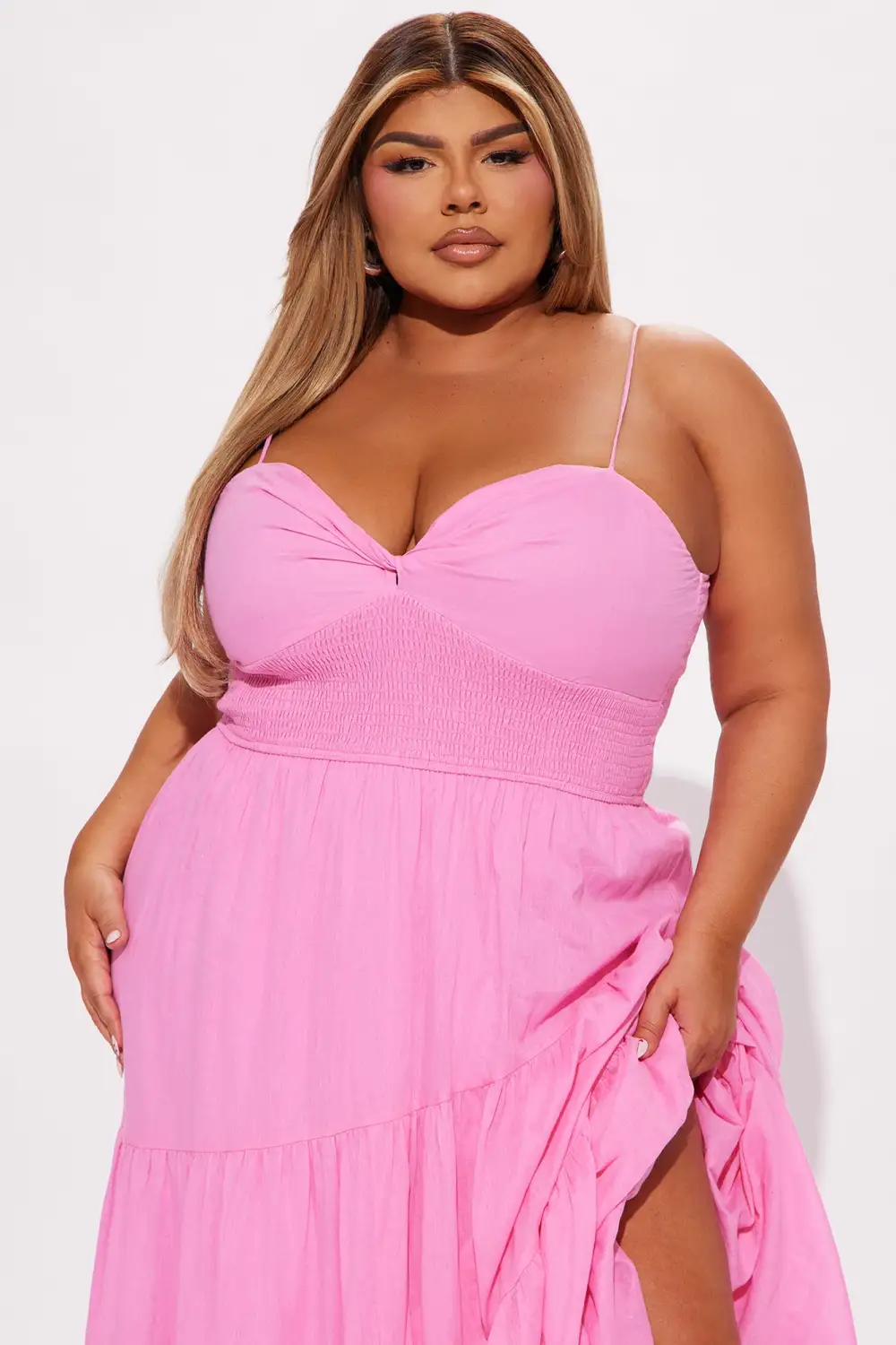 Everly Tiered Maxi Dress - Hot Pink