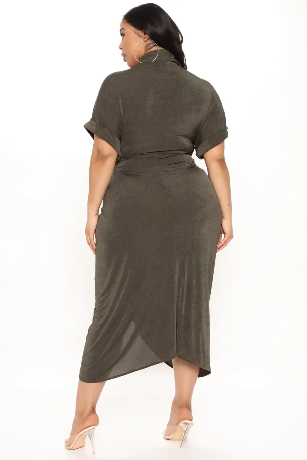 City Mood Slinky Midi Dress - Olive