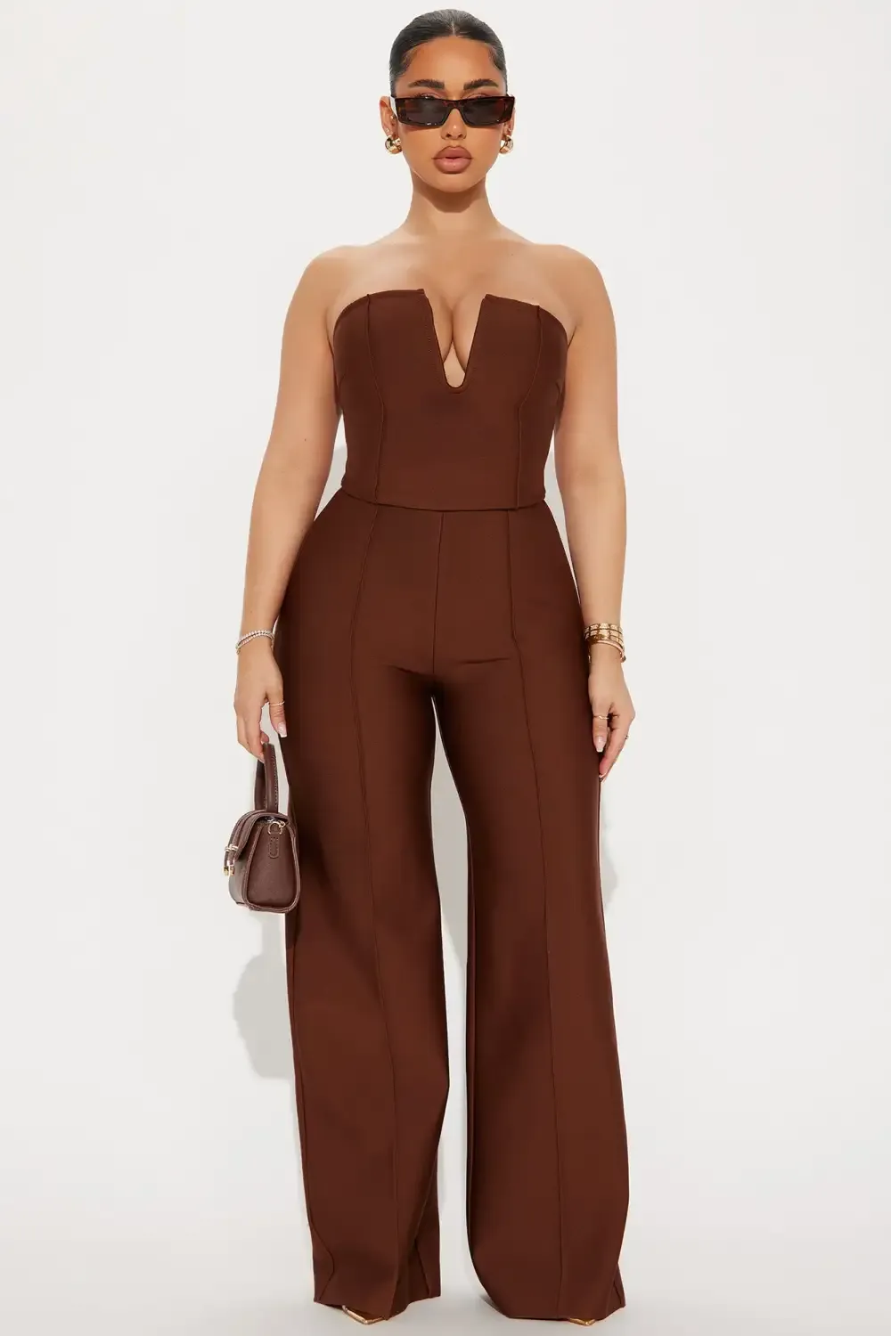 Someone To You Bandage Jumpsuit  - Chocolate